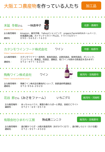 大阪エコ農産物を使った加工品