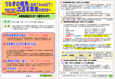 うなぎ稚魚取扱事業者向け水産流通適正化制度周知チラシ