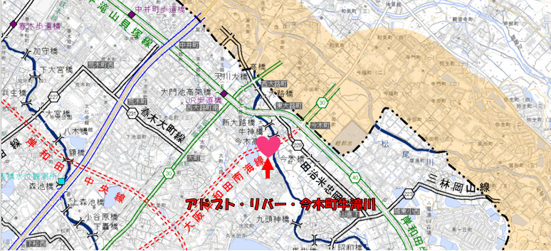 アドブトリバー今木町牛滝川の位置図