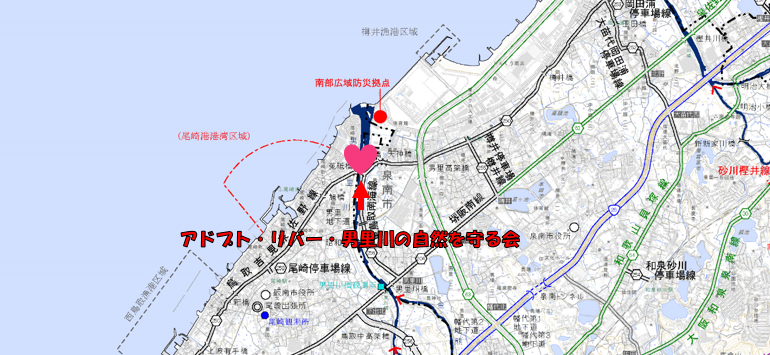 アドプトリバー男里川の自然を守る会の位置図