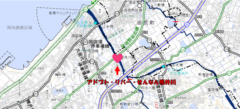 アドプトリバーせんなん樫井川の位置図