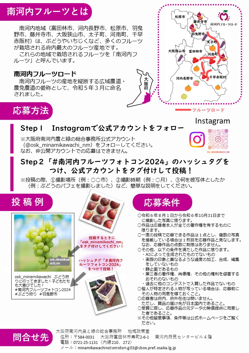 南河内フルーツフォトコン2024ちらし（裏）