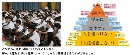 説明を聞く生徒の写真