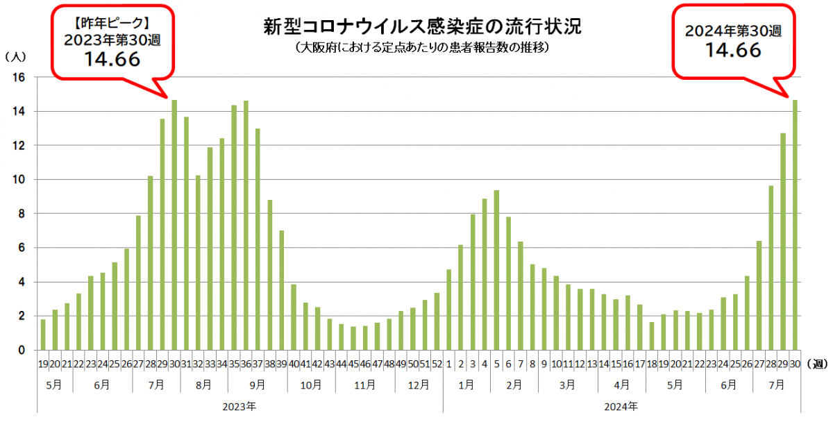 新型コロナウイルス感染症の流行状況グラフ