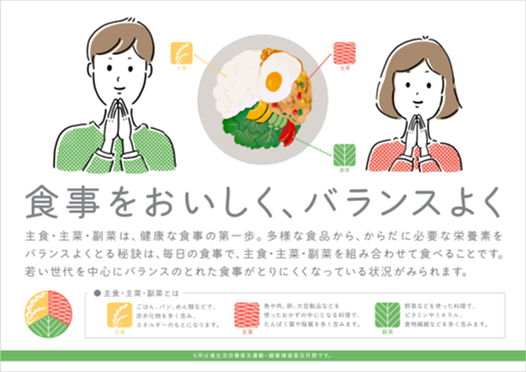 食事をおいしく、バランスよくの啓発素材