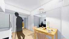 2DKのDKから和室側を見る