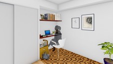 4DKの共用廊下側の洋室を見る