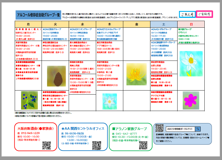 アルコール依存症専門医療機関・自助グループパンフレット2