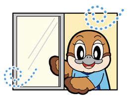 換気をしているもずやんのイラスト