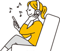 音楽を聞いている人のイラスト