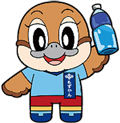 ペットボトルを持っているもずやんのイラスト