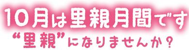 10月は里親月間です。「里親」になりませんか?