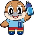 ペットボトルを持っているもずやんのイラスト