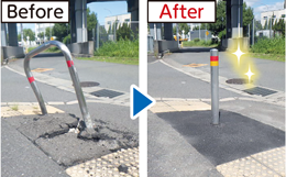 破損したバリカーのビフォーアフター