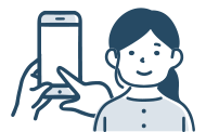 女性とスマートフォンのイラスト