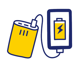 モバイルバッテリーとスマートフォンのイラスト