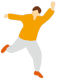 左手・右足を上げている人のイラスト