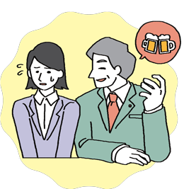 立場を利用して、私的な誘いを繰り返すセクシュアルハラスメントのイラスト