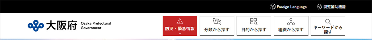 パソコン版 ヘッダーエリアの画像
